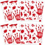 TUPARKA 8 Pcs Bloody Handprint Clings Horror PVC Stickers Decals for Halloween Decorations