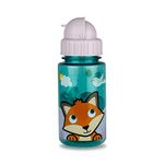 TUM TUM Flip Top Kids Water Bottle with Straw, Tritan Toddler Water Bottle, 400ml, BPA Free, Felicity Fox