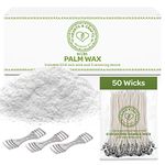 Hearts and Crafts Feathering Palm Candle Wax and Wicks for DIY Candle Making, All-Natural & RSPO Certified - 10lb Bag with 50ct 6” Pre-Waxed Candle Wicks, 3 Centering Device