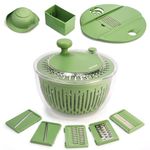 SUSTEAS Salad Spinner Large, Vegetables Wash Bowl, Fruits & Herb Lettuce Dryer with 5 Blade Slicer Egg Yolk Strainer Shredder for Efficient Salad Preparation and Food Washing, BPA Free, 4.25Qt