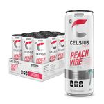 CELSIUS Sparkling Peach Vibe, Zero Sugar Energy Drink, 335ml (Pack of 12)