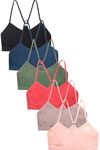 Sofra Women's 6 Pack of Seamless Padded Sports Bras-Colorful