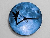 Tinkerbell - Silhouette on Moon Wall Clock- Optional RGB LED 5V Backlit