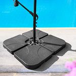 KANAGAWA 4PCS Square Offset Umbrella Base Heavy Duty Plastic Cantilever Patio Umbrella Base, Water/Sand Filled, 176lbs, Black