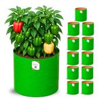 ORGANIC BAZAR 15x15 Grow Bags for Terrace Gardening, Premium HDPE 220 GSM Green-Orange Plant Bags (Pack of 12)