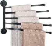 Alise Swivel Towel Rack,Folding 5 Arms Hand Towel Bars Towel Hanger for Bathroom,Wall Mount Drying Racks for Laundry,SUS304 Stainless Steel Swing Out Towel Holder Storage Space Saving,Matte Black