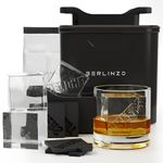 Berlinzo Premium Clear Ice Cube Maker [2024 Upgraded] Large 2.1-inch Crystal Clear Ice Maker for Whiskey Cocktail - Easy-to-Remove Ice Cubes Mold - Bonus Storage Bag & Silicone Inserts, Black 4 Cubes