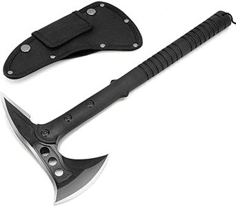 Tactical Tomahawk- Throwing Hatchet, Versatile Survival Tactical Axe and Emergency Breaching Tool with Spike for Outdoor Survival Hiking Camping with Non-Slip Handle and Sheath (Black)