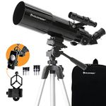 Celestron - 80mm Travel Scope - Portable Refractor Telescope - Fully-Coated Glass Optics - Ideal Telescope for Beginners - Bonus Astronomy Software Package - Digiscoping Smartphone Adapter