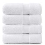 White Bath Sheets - 100% Cotton Extra Large Bath Towels, 4 Piece Bath Sheet Set, Zero Twist, Quick Dry, Super Soft Shower Towels, Highly Absorbent Bathroom Towels, Hotel Spa Quality, 35 x 66 inch