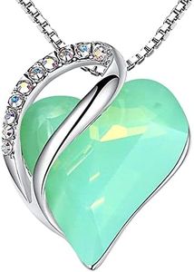 Leafael Valentine's Day Necklaces for Women, Infinity Love Heart Pendant with Jade Opal Green Healing Stone for Luck, Silver Plated 18 + 2 inch Chain, Jewelry Birthday Gifts for Wife Girlfriend Her