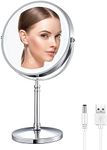 BRIGHTINWD Lighted Makeup Mirror,10X Magnifying Mirror with Lights, Double Sided Makeup Mirror Rechargeable and Touch Screen Vanity Mirror