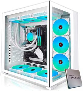 EMCA4 Computer Gaming PC Assemblato Ryzen 7 7800X3D - Radeon RX 7800XT 16GB - SSD M.2 1TB nvme Gen4 - Ram 32GB DDR5 6000mhz EXPO - ARGB - Windows 11 - DIssipatore a liquido 240mm White/Bianco