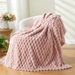 NEWCOSPLAY Super Soft Throw Blanket Pink Premium Silky Flannel Fleece 3D Clouds Stylish Jacquard Lightweight Bed Blanket All Season Use 350GSM (Pink Clouds, Throw(50"x60"))