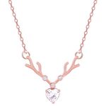 GIVA 925 Silver Rose Gold Deer Heart Necklace | Gifts for Girlfriend,Pendant to Gift Women & Girls | With Certificate of Authenticity and 925 Stamp | 6 Months Warranty*