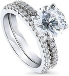 BERRICLE Sterling Silver Hidden Halo Wedding Engagement Rings Cubic Zirconia CZ Solitaire Ring Set for Women, Rhodium Plated Size 6