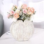 Leewadee - White Wash Floor Vase for Pampas Grass, Large Flower Vase for Home Decor, 26 cm, Resin