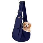 CUBY Puppy Dog Carrier, Adjustable Clip Pet Dog Sling Carrier for Small Medium Dogs Hands-free Cat Carrier Bag Breathable Double-sided with Safety Belt Zipper Pocket Below 6kg(Snap Blue, Adjustable)