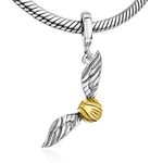 Bolenvi Golden Ball Wings 925 erling Silver Pendant Charm Bead For Pandora & Similar Charm Bracelets or Necklaces, Sterling Silver