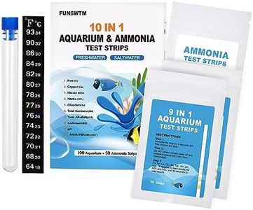 FUNSWTM Aquarium Test Strips for Freshwater: 10 in 1 Aquarium Ammonia Test Strips for Fish Tank Ammonia Test Kit for Aquarium Pond - Testing Ammonia Nitrate Nitrite pH,etc