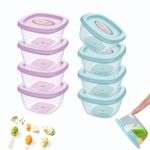 Baby Food Storage Containers, 8 Pack 4 oz Baby Weaning Freezer Pots with Airtight Lids, Reusable Baby Food Storage Containers, Microwave and Dishwasher Safe Small Food Containers for Infant & Toddler