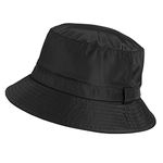 Comhats Mens Womens Waterproof Bucket Hat for Walking Golf Safari Ladies Rain Hats UPF 50+ Sun Hat Packable All Weather Hat Windproof Chin Strap Size Adjustable Black M