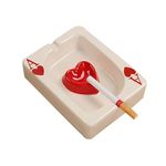 DIY Creative Ceramic Ashtray Portable Modern Ashtray Poker Outdoor Indoor Tabletop Cigar Ashtray Home Office Desk Smoking Ash tray Fashion Decoration Men's Women's Handmade Gifts (Red)