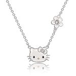 Sanrio Hello Kitty Girls April Birthstone Necklace 18" - Silver Plated Hello Kitty Birthstone Necklace Officially Licensed