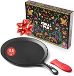 Uno Casa Cast Iron Comal Pan 11.5 Inch - Skillet for Roti/Comal Pan, Tawa/Dosa Pan Pataconera, Comales para Tortillas - Cast Iron Pizza Pan - Comal Para Tortillas Grande - Tava Roti Pan - Comale