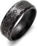 THE MEN THING VIKING NORSE AMULET - Black Oxy Ring | Luxury Solid Pure Titanium Stainless Steel Ring Jewellery for Men (Black - Stainless Steel, 21)