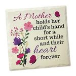 BANBERRY DESIGNS Mother's Day Plaque - A Mother Holds Her Child's Hand for a Short While and Their Heart Forever - Mom Sign with Saying