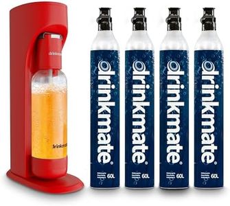 Drinkmate OmniFizz Sparkling Water and Soda Maker, Carbonates Any Drink Not Just Water, Fizzy Drink Maker, Water Carbonator, Sparkling Water Machine, x4 CO2 Cylinders Included, Royal Red