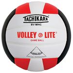 Tachikara SV-MNC Volley-Lite volleyball with Sensi-Tech cover, regulation size but lighter (scarlet/white/black)