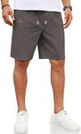 COOFANDY Mens Flat Front Shorts Elastic Waist Linen Lightweight Breathable Shorts, Dark Grey, XX-Large