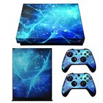 eXtremeRateFull Set Faceplates Skin Stickers for Xbox One X Console Controller with 2 Pcs Home Button Decals - Blue Galaxy