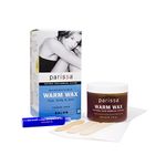 Parissa Warm Wax (Microwaveable), Hair Removal Waxing Kit Professional Strength for Body Waxing, 4 fl oz (120ml) Wax, 3 Spatulas, 20 Strips & 8ml Azulene Oil