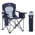 ALPHA CAMP Camping Chairs for Adults Heavy Duty Camping Chair Up to 200 kg Folding Camping Chair with Cup Holder and Cooler Bag for Outdoor Picnic Camping Fishing, Lightweight and Portable, Navy Blue