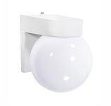 CORAMDEO Commercial Residential Outdoor LED Globe Light, Dusk to Dawn Photocell, Wet Location, Built in LED Color Select Switch for 3K / 4K / 5K, 850 Lumens, White Cast Aluminum with White Globe