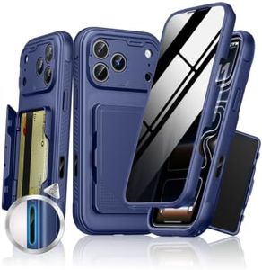 K KAMERIO Designed for iPhone 17 Pro Max Case with Built-in Privacy Glass Screen Protector, Full Body Case w/Card Holder, Full Camera Protector, Camera Control Cover, Military Drop Protection,Blue
