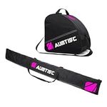 AUMTISC Ski Bag & Ski Boot Bag Combo Padded Snowboard Bag Adjustable Length Ski Bags Up to 200cm for 1 Pair of Skis, Boots,Helmet