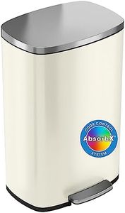 iTouchless SoftStep 13.2 Gallon Kitchen Step Trash Can with Odor Filter, 50 Liter Ivory White Stainless Steel Pedal Garbage Bin for Home, Office, Silent and Gentle Lid Open and Close, 13 Gal