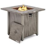 DORTALA Propane Fire Pit Table, 40000 BTU Outdoor Gas Fire Pit Square Table with Cover, Lid and Lava Rocks for Patio, Garden, Balcony