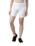 GO COLORS Women Solid White Cycling Shorts