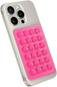 StickyGrippy Suction Phone Case Mount, Silicon Adhesive Phone Accessory for iPhone and Android, Hands-Free Fidget Toy Mirror Shower Phone Holder, Tiktok Videos and Selfies (Pink)