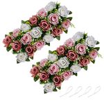 NUPTIO Wedding Floral Centrepieces for Tables - 2 Pcs 50cm Long Spring Flower Arrangements Artificial Centerpiece, Elegant Dusty Rose Fake Flowers Arrangement for Party Weddings Dining Table