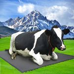 Maruti Waterproof Cow mat, BPA Free, Raised Edges Animal Feeding mat for Cow, Buffalo, Horse, Camel, Bull, Easy Clean, Dishwasher Safe(Premium A1 Quality, Blue & Black) Size 8×5