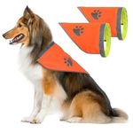 2 Pack Blaze Orange Dog Bandana,Hi-Visibility Reflective Dog Collar Vest,Fall Dog Bandana Velcro Safety Scarf,Dog Camping Gear for Hunting,Walking, Camping, and Off Leash Exploration.