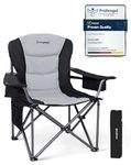 KingCamp XL Camping Chairs for Adults, Heavy Duty Folding Camping Chair Up to 452 lbs, Padded Camp Chair with Armrest/Cooler Bag/Lumbar Back/Cup Holder, High Back Chairs for Garden Beach, Black