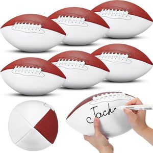 Halloscume 6 Pcs 11.02in Blank Autograph Football Size 9 Blank Football with 1 Brown and 3 White Panels Brown Football for Autographs Customized Football Trophy for Rugby Game