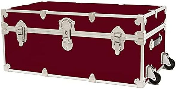 Rhino Trunk & Case Large Armor College Trunk with Removeable Wheels, Secure Dorm Storage Chest, Ideal Footlocker for Students, Strong Trunks 1000+ Pounds Sitting Capacity 32"x18"x14" (Wine)